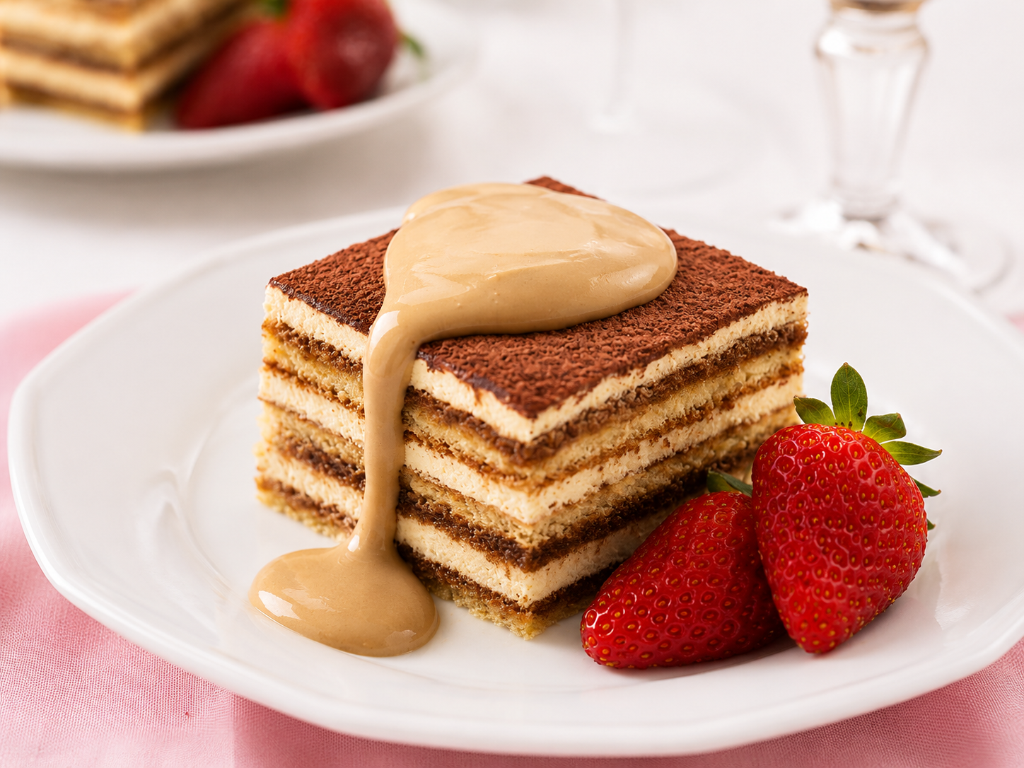 Tiramisu com Creme de Café e Morangos